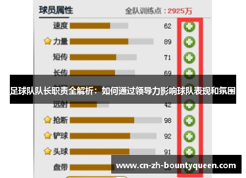 足球队队长职责全解析：如何通过领导力影响球队表现和氛围